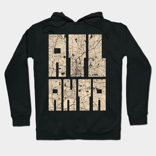 Atlanta, Georgia, USA City Map Typography - Vintage Hoodie by deMAP Studio